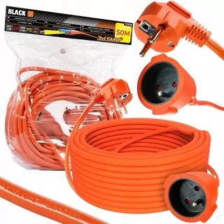 Elektrický predlžovací kábel čierny 50 m 3X1,5 mm IP20